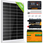 Eco - worthy - kit complet de panneau solaire 120w 12v avec batterie lithium lifepo4 50ah 12v, contrleur ...