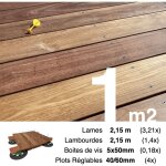 Terrasseenbois. fr - kit complet terrasse bois exotique cumaru pour 1 m ? lames 2, 15 m, lambourdes ...