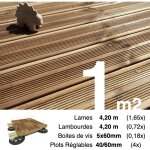 Terrasseenbois. fr - kit complet terrasse pin autoclave marron pour 1 m ? lames 4, 2 m, lambourdes 4, ...