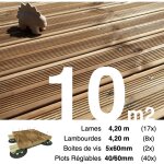Terrasseenbois. fr - kit complet terrasse pin autoclave marron pour 10 m ? lames 4, 2 m, lambourdes ...
