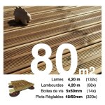 Terrasseenbois. fr - kit complet terrasse pin autoclave marron pour 80 m ? lames 4, 2 m, lambourdes ...