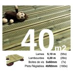 Terrasseenbois. fr - kit complet terrasse pin autoclave vert pour 40 m² ? lames 5, 1 m, lambourdes 4, ... Terrasseenbois. fr - kit complet terrasse pin autoclave vert pour 40 m² ? lames 5, 1 m, lambourdes 4, ...