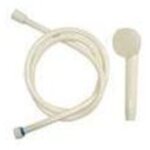Kit de douche dame pour h�pitaux avec douchette blanche 1 jet et flexible pvc blanc � rep�re bleu jetable ...
