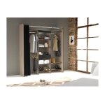 Kit dressing artic avec rideau - décor chene et noir - 1 colonne + 3 penderies + 1 tiroir - l 184 x p ... Kit dressing artic avec rideau - décor chene et noir - 1 colonne + 3 penderies + 1 tiroir - l 184 x p ...