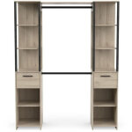 Kit dressing gary ? ch�ne kronberg et noir mat ? dimensions 159, 8 x 49, 5 x 200, 3 cm ? 2 colonnes et ...