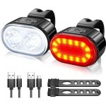 Kit �clairage v�lo, lampe velo ipx5 etanche feux de v�lo rechargeables par usb, lumi�re velo route avant ...
