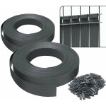 Kit de lamelles occultantes pvc brise vue 150m x 4. 7cm avec 300 clips gris
