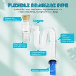 Kit de lavabo avec siphon 1 1 / 4  x 32 mm - avec tuyau de vidange flexible et valve pop - up - extensible ...