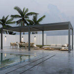 Ombrea ? kit led pour pergola bioclimatique autoport�e 4x8m ? 6 barres led aluminium ? �clairage rvb ...