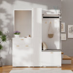 Kit mural de rangement, meuble d'entr�e de couloir, avec armoire � miroir, tringle � v�tements, 3 portes, ...