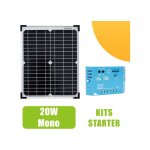 Ohm - easy - kit panneau solaire monocristallin 20w 12v et rgulateur 5a