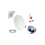 Me - kit parabole 80cm acier + lnb twin 0, 1 db full hd + protection lnb anti - pluie + 20m c�ble coaxial ...