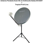 Kit parabole acier 65 cm anthracite sedea + trepied r�glable jusqu'� 180 cm - gain 36, 5 db, facteur ...