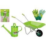 Kit petit jardinier accessoires pour enfant en m�tal gants + petits outils + brouette + arrosoir