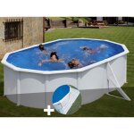 Kit piscine acier blanc gr� bora bora ovale 5, 27 x 3, 27 x 1, 22 m + tapis de sol