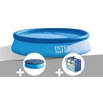 Kit piscine autoporte intex easy set 3, 05 x 0, 76 m (avec filtration) + bche  bulles + bche de protection ...