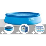 Intex - kit piscine autoporte easy set 4, 57 x 1, 07 m + bche de protection + bche  bulles + 6 cartouches ...