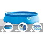 Kit piscine autoporte intex easy set 4, 57 x 1, 22 m + bche de protection + bche  bulles + 6 cartouches ...