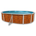 Toi - kit piscine hors - sol acier etnica ovale 5. 50 x 3. 66 x 1. 20m dcor bois
