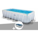 Intex - kit piscine tubulaire chevron rectangulaire 4, 00 x 2, 00 x 1, 00 m + bche de protection