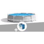 Kit piscine tubulaire intex prism frame ronde 3, 66 x 0, 76 m + bche  bulles