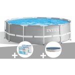 Kit piscine tubulaire intex prism frame ronde 3, 66 x 0, 99 m + 6 cartouches de filtration + bche de ...