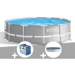 Intex - kit piscine tubulaire prism frame ronde 3, 66 x 0, 99 m + bche  bulles + bche de protection ...
