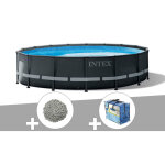 Kit piscine tubulaire intex ultra xtr frame ronde 4, 88 x 1, 22 m + bche  bulles + 20 kg de zolite ...