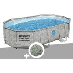 Kit piscine tubulaire ovale bestway power steel swimvista avec hublots 4, 88 x 3, 05 x 1, 07 m + 10 kg ...
