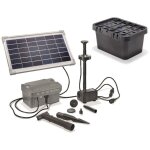 Kit pompe solaire bassin avec filtre, batterie et anneau led, 300l - 8w