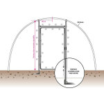 Kit porte adaptable pour serre de h min 2 m - max 2. 50 m, barre de seuil aucune, diamtre de votre arceau ...