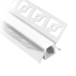 Kit profilé d'angle à niveler sur plaque de plâtre 2m avec revêtement satiné et 2 capuchons Kit profilé d'angle à niveler sur plaque de plâtre 2m avec revêtement satiné et 2 capuchons
