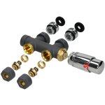 Kit de raccordement robinetterie � clapet multibloc, anthracite, forme de passage avec t�te thermostatique, ...