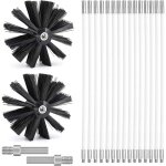 Kit de ramonage, kit brosse nettoyage chemine 150mm, outil nettoyage pour chemines avec 15 tiges flexibles ...