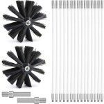 Kit de ramonage, kit brosse nettoyage chemin�e �150mm, outil nettoyage pour chemin�es avec 15 tiges flexibles ...