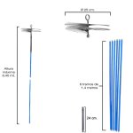 Papillon ? kit de ramonage pour chemin�es ? brosse m�tallique 250 mm ? 8, 4 m de port�e ? canne en polypropyl� ...