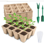 Kit de semis complet 120 cellules ? pots de tourbe 12 cellules, plateaux 10, outils de plantation, �tiquettes ...