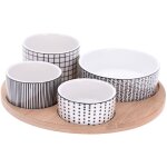 Kit de service de collation, plateau rond et 4 tasses