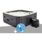 Kit spa gonflable intex purespa ardoise carr� bulles 6 places + aspirateur