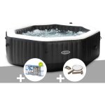 Intex - kit spa gonflable purespa carbone octogonal bulles et jets 6 places + 12 filtres + kit d'entretien ...