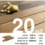 Kit terrasse bois exotique ipe pour 20 m ? lames 0, 95 m, lambourdes 1, 55 m et visserie inox ? livraison ...