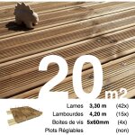 Terrasseenbois. fr - kit terrasse pin autoclave marron pour 20 m ? lames 3, 3 m, lambourdes 3 m et visserie ...