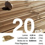 Terrasseenbois. fr - kit terrasse pin autoclave marron pour 20 m ? lames 4, 2 m, lambourdes 4, 2 m et ...