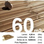 Terrasseenbois. fr - kit terrasse pin autoclave marron pour 60 m ? lames 4, 2 m, lambourdes 4, 2 m et ...