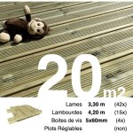 Terrasseenbois. fr - kit terrasse pin autoclave vert pour 20 m ? lames 3, 3 m, lambourdes 3 m et visserie ...