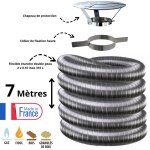 Kit tubage flexible double peau inox diam�tre 100 + collier + chapeau edilinox longueur du conduit 7 ...