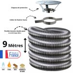 Kit tubage flexible double peau inox diam�tre 80 + collier + chapeau edilinox longueur du conduit 9 m�tres ...