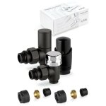 Apm - kit de vanne d'ameublement thermostatique noire avec raccord tuyau en cuivre 100knn 015 r 12 noir ...