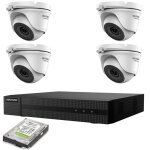 Kit video surveillance ip poe 4 cameras hikvision 4 mpx 4k hd 500gb