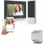 Kit visiophone filaire connecté extel code connect avec digicode intégré et son transformateur rail din ... Kit visiophone filaire connecté extel code connect avec digicode intégré et son transformateur rail din ...